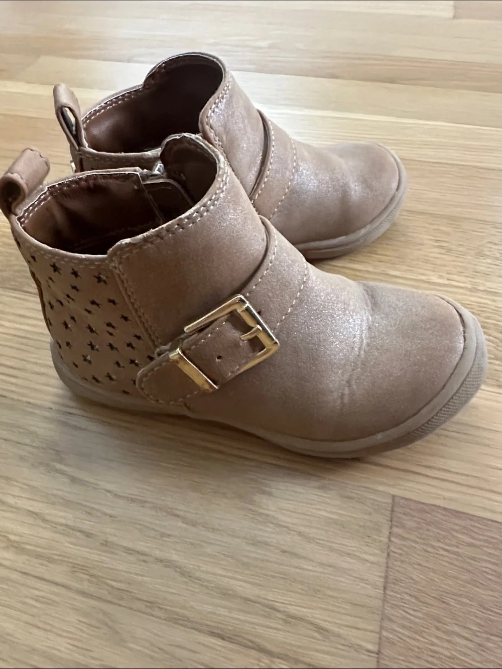 Nina Girls Tan Ankle Boots with Gold Buckle